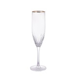 CONJ DE TACAS DE CHAMPAGNE TRANSPARENTE COM BORDA DOURADA - 6 PCS