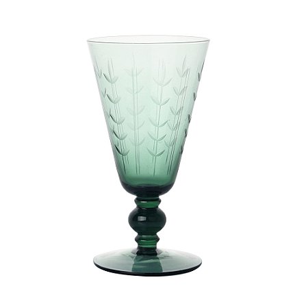 CJ DE COPOS EM VIDRO COM DETALHE EM FOLHAS VERDE 6PCS - 260ML
