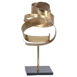 PECA DECORATIVA EM METAL - ESTATUETA ABSTRATA - PRETO E DOURADO - 20.3X