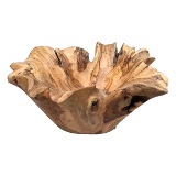 BOWL DECORATIVO EM MADEIRA - REDONDO - COR NATURAL - 35X30X20CM