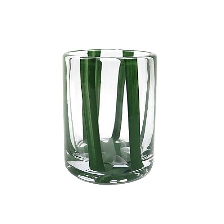 CJ DE COPOS EM VIDRO TRANSPARENTE COM FAIXAS EM VERDE 6PCS - 280ML