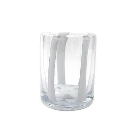 CJ DE COPOS EM VIDRO TRANSPARENTE COM FAIXAS EM BRANCO 6PCS - 280ML