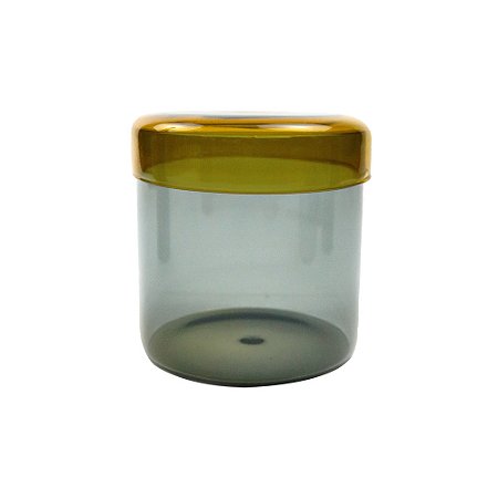 POTE DECORATIVO EM VIDRO AMBAR E FUME - 660ML