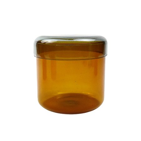 POTE DECORATIVO EM VIDRO AMBAR E TRANSPARENTE - 660ML
