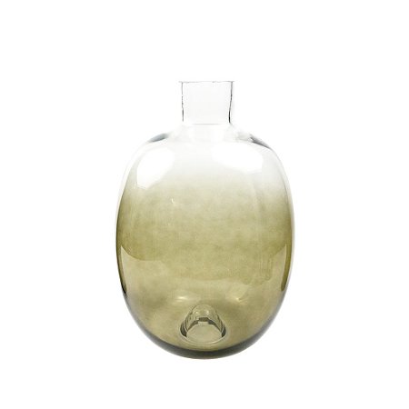 VASO DECORATIVO EM VIDRO COM DEGRADE FUME E TRANSPARENTE