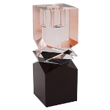 CASTICAL DECORATIVO EM VIDRO PRETO E ROSE