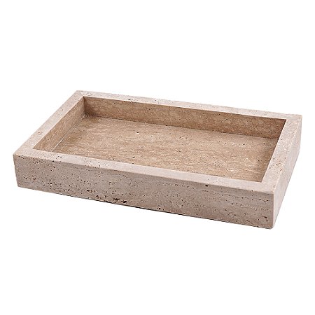BANDEJA DECORATIVA EM PEDRA BEGE 20,00CM X 11,80CM X 3,00CM