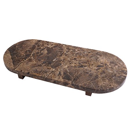 BANDEJA DECORATIVA EM PEDRA MARROM 35,00CM X 15,00CM X 3,00CM