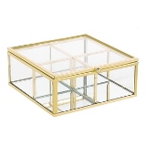PORTA OBJETOS EM VIDRO E METAL TRANSPARENTE E DOURADO 13,3CM