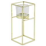 CASTICAL DE VIDRO E METAL DOURADO 8,5CM X 8,5CM X 19CM