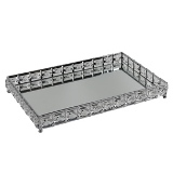 BANDEJA DE METAL ESPELHADA PRATA
