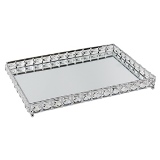 BANDEJA DE METAL ESPELHADA PRATA
