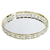 BANDEJA DE METAL ESPELHADA DOURADO