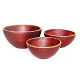 CJ DE FRUTEIRA DE MADEIRA E BAMBU 3 PCS