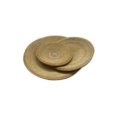 CJ DE BANDEJAS EM BAMBU E FIBRA NATURAL 3PCS