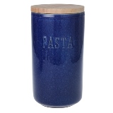 POTE DE CERAMICA AZUL COM TAMPA DE BAMBU