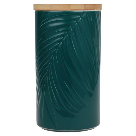 POTE DE CERAMICA VERDE COM TAMPA DE MADEIRA