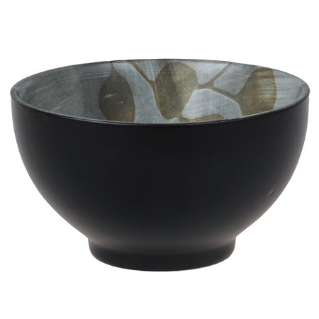 CJ DE BOWLS DE CERAMICA PRETO COM ESTAMPA 4PCS