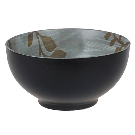CJ DE BOWLS DE CERAMICA PRETO COM ESTAMPA 4PCS
