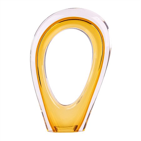 VASO DECORATIVO EM VIDRO - TRANSPARENTE E AMBAR - 20X6.5X31CM