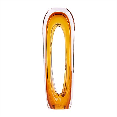 VASO DECORATIVO EM VIDRO - TRANSPARENTE E AMBAR - 15.5X9X49.8CM