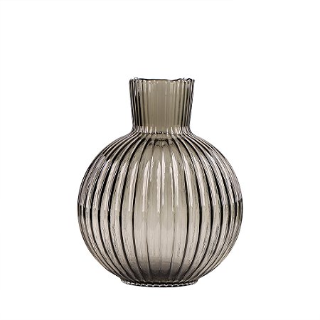 VASO DECORATIVO EM VIDRO FUME