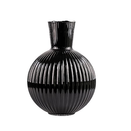 VASO DECORATIVO EM VIDRO PRETO