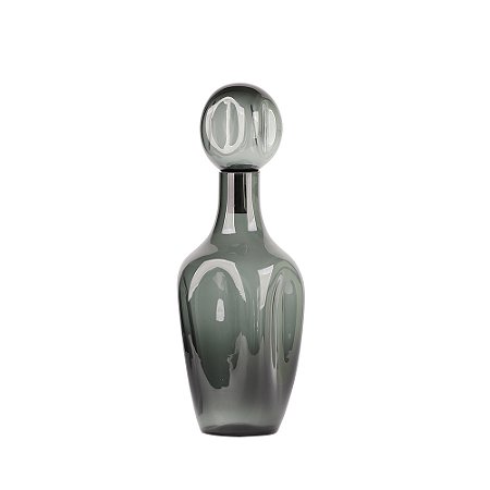 GARRAFA DE VIDRO PRETA COM TAMPA