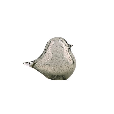 PASSARO DECORATIVO EM VIDRO FUME