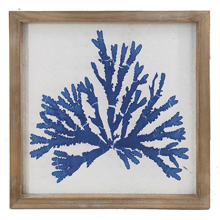QUADRO DECORATIVO EM MADEIRA BRANCO E AZUL