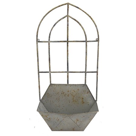 FLOREIRA EM METAL CINZA