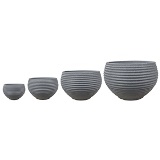 CJ. DE VASOS DE FIBER CLAY CINZA - 4PCS