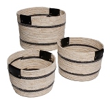CONJ DE CESTOS DE PALHA NATURAL - 3 PCS