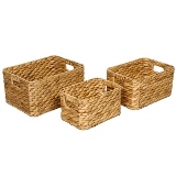 CONJ DE CESTOS DE JACINTO NATURAL - 3 PCS