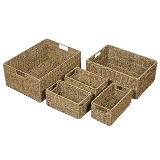 CONJ DE CESTOS DE JACINTO NATURAL - 5 PCS