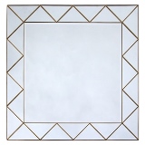 ESPELHO COM DETALHES GEOMETRICOS E METAL DOURADO 80CM X 80CM