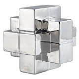 PECA DECORATIVA EM CERAMICA PRATEADA CUBO