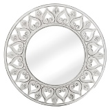 ESPELHO DECORATIVO COM MOLDURA DE MADEIRA BEGE