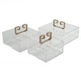 CJ. DE CAIXAS DE ACRILICO E METAL TRANSPARENTES E DOURADAS -