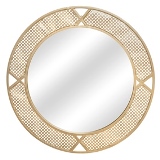 ESPELHO DECORATIVO COM MOLDURA DE METAL E MADEIRA DOURADO