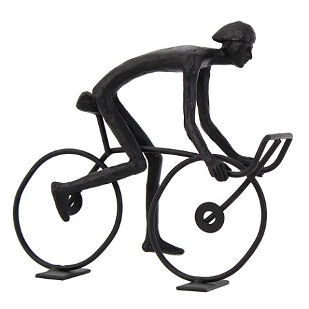 CICLISTA DECORATIVO DE RESINA PRETO