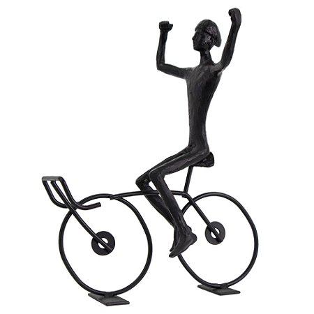 CICLISTA DECORATIVO DE RESINA PRETO