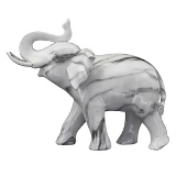 ELEFANTE DECORATIVO DE RESINA BRANCO TIPO MARMORE