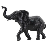 ELEFANTE DECORATIVO DE RESINA PRETO TIPO MARMORE