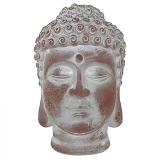 PECA DECORATIVA CABECA DE BUDHA EM RESINA MARROM