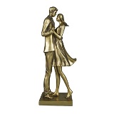 ESTATUETA DE RESINA DE CASAL DOURADA