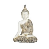 ESTATUETA DE RESINA DE BUDDHA SENTADO BRANCA