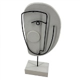 PECA DECORATIVA DE MADEIRA E METAL BRANCA E PRETA
