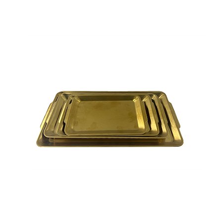 CJ DE BANDEJAS EM METAL DOURADO 4PCS