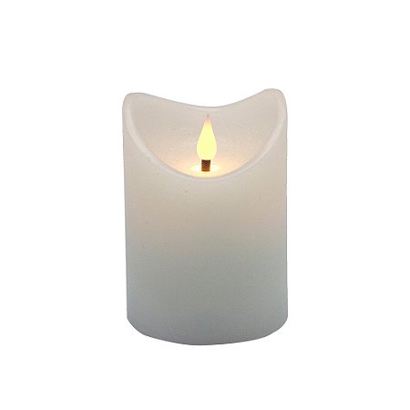 VELA DECORATIVA COM LED EM CERA COR BRANCA